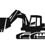 A black icon of an excavator.